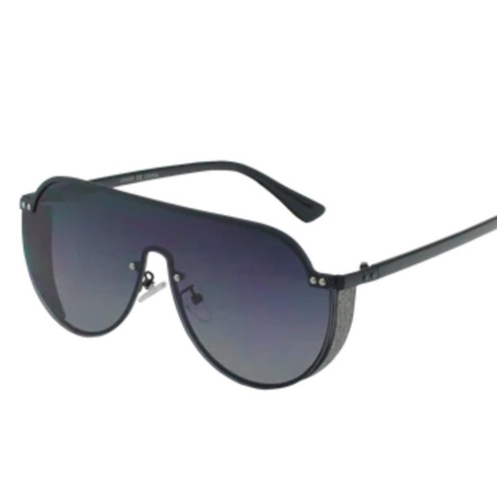 Matte Black Shield Sunglasses with Gradient Lenses